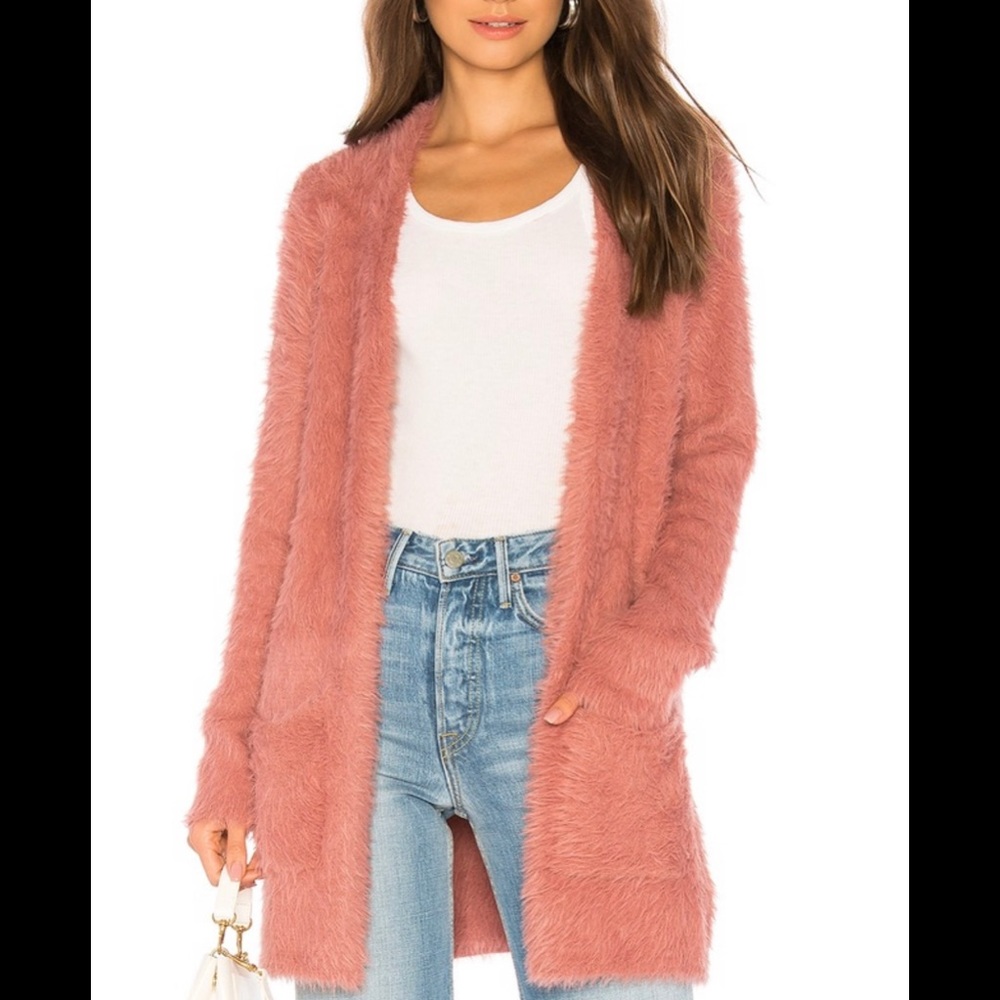 Free People Faux Fur Cardigan - Grey size S